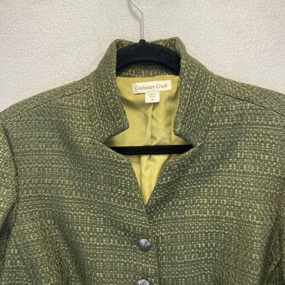 Coldwater Creek Green Tweed Blazer Jacket Womens 18 Academia Holiday Christmas - Picture 6 of 16